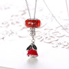 Sterling Silver 2 Piece Necklace- Christmas Red - Golden NYC Jewelry