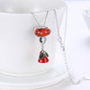 Sterling Silver 2 Piece Necklace- Christmas Red - Golden NYC Jewelry