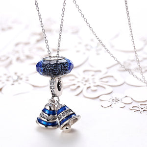 Sterling Silver 2 Piece Necklace- Sapphire Jingle Bells - Golden NYC Jewelry