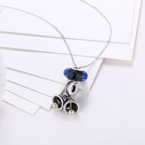 Sterling Silver 2 Piece Necklace- Sapphire Jingle Bells - Golden NYC Jewelry