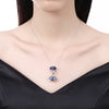 Sterling Silver 2 Piece Necklace- Sapphire Jingle Bells - Golden NYC Jewelry