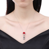 Sterling Silver 2 Piece Necklace- Ruby Baby's Shoes - Golden NYC Jewelry