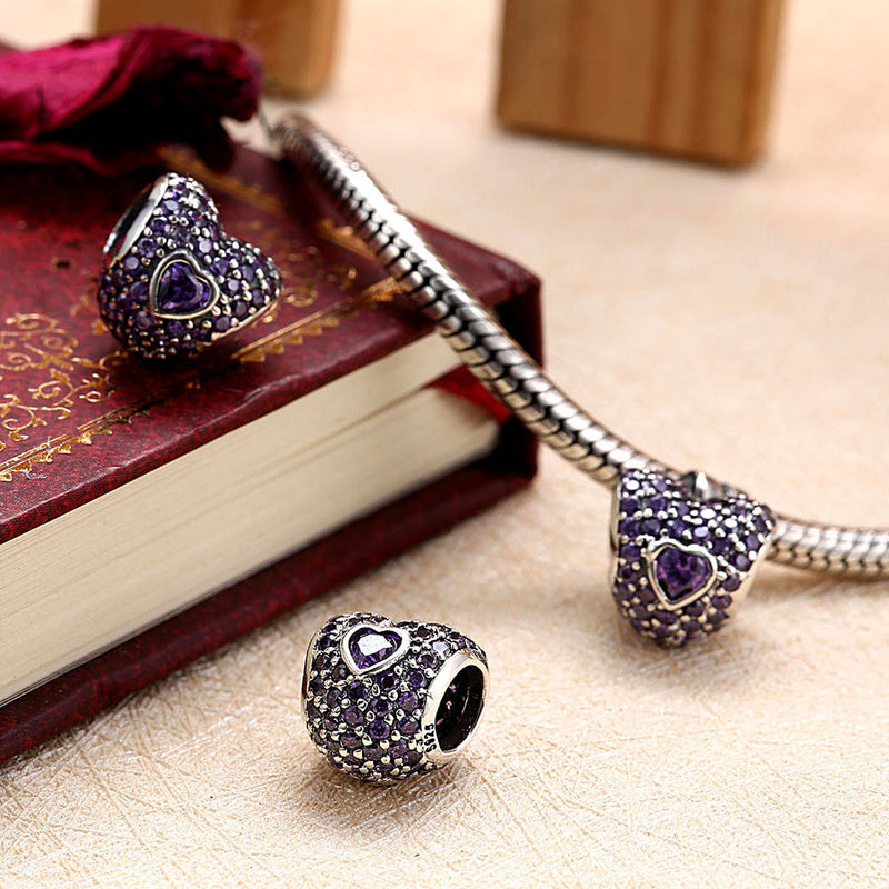 Sterling Silver CZ Purple Citrine Insert Charm - Golden NYC Jewelry