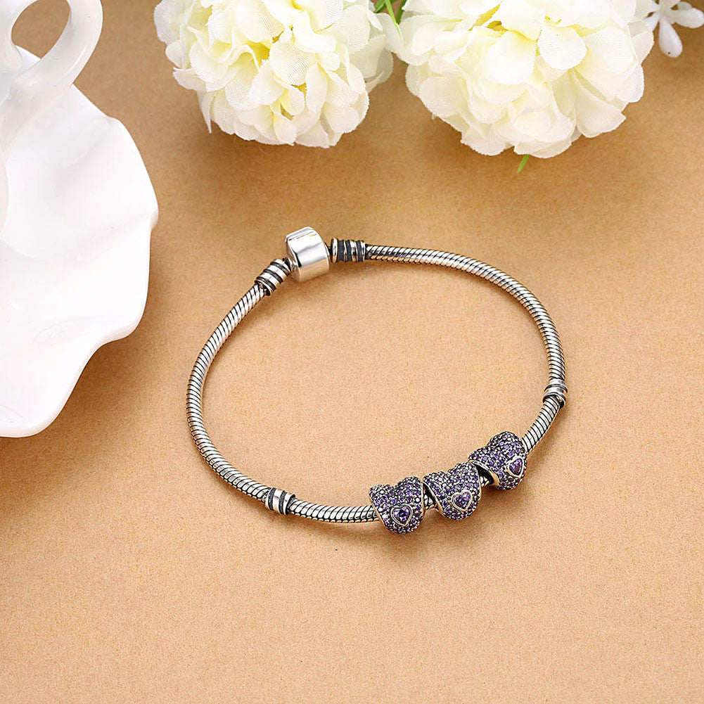 Sterling Silver CZ Purple Citrine Insert Charm - Golden NYC Jewelry