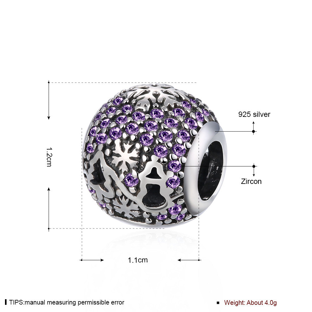 Sterling Silver CZ Purple Christmas Charm - Golden NYC Jewelry