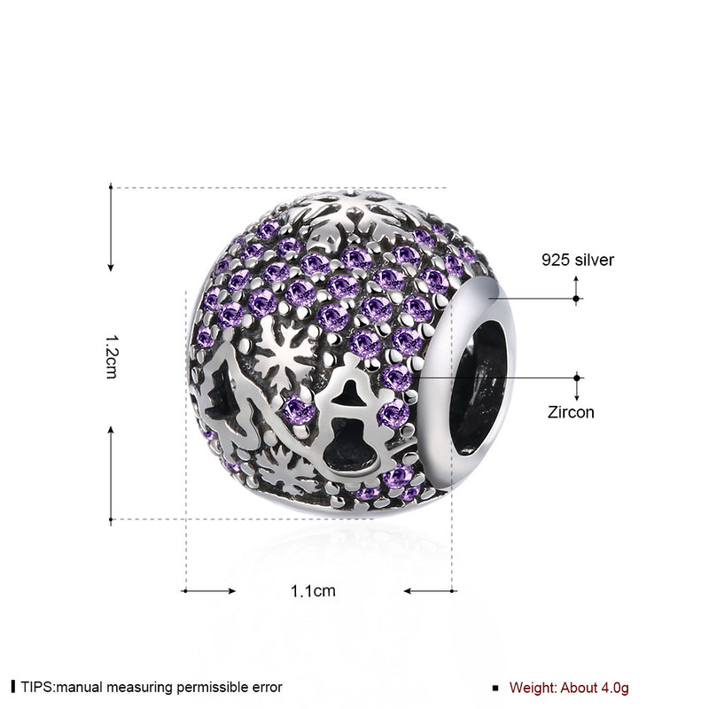 Sterling Silver CZ Purple Christmas Charm - Golden NYC Jewelry