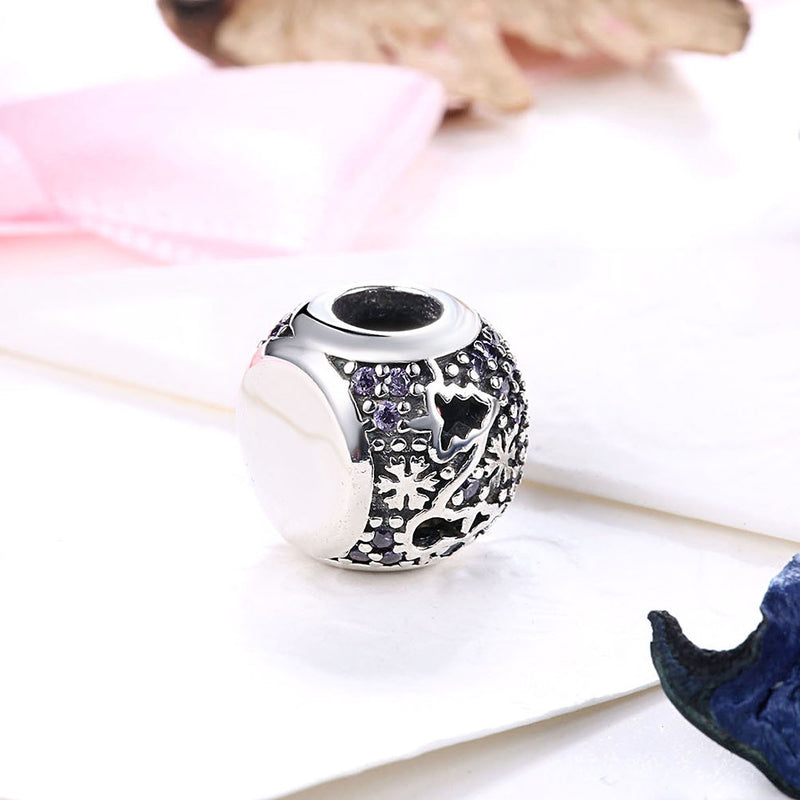 Sterling Silver CZ Purple Christmas Charm - Golden NYC Jewelry