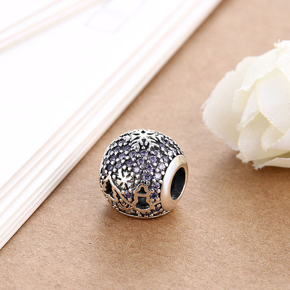 Sterling Silver CZ Purple Christmas Charm - Golden NYC Jewelry