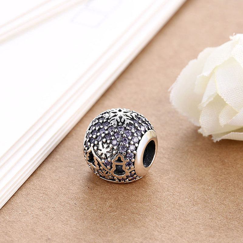 Sterling Silver CZ Purple Christmas Charm - Golden NYC Jewelry