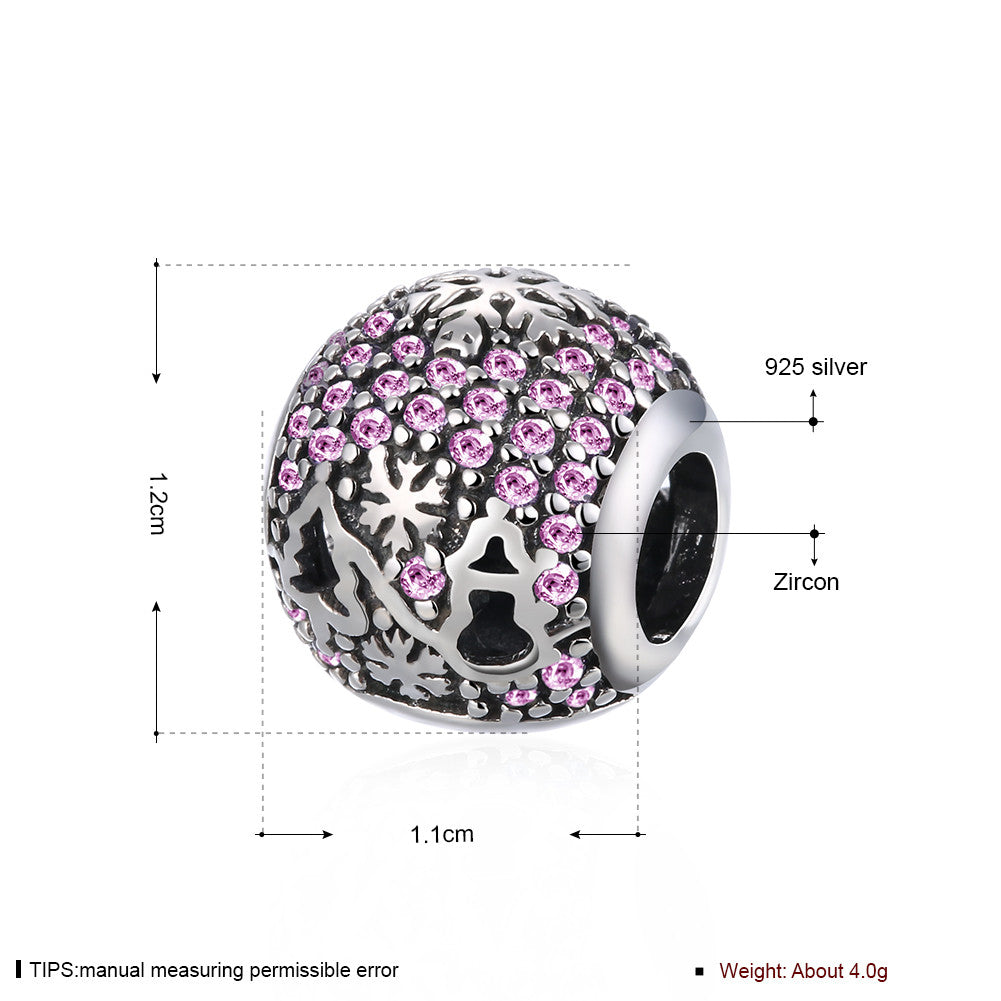 Sterling Silver CZ Coral Christmas Charm - Golden NYC Jewelry