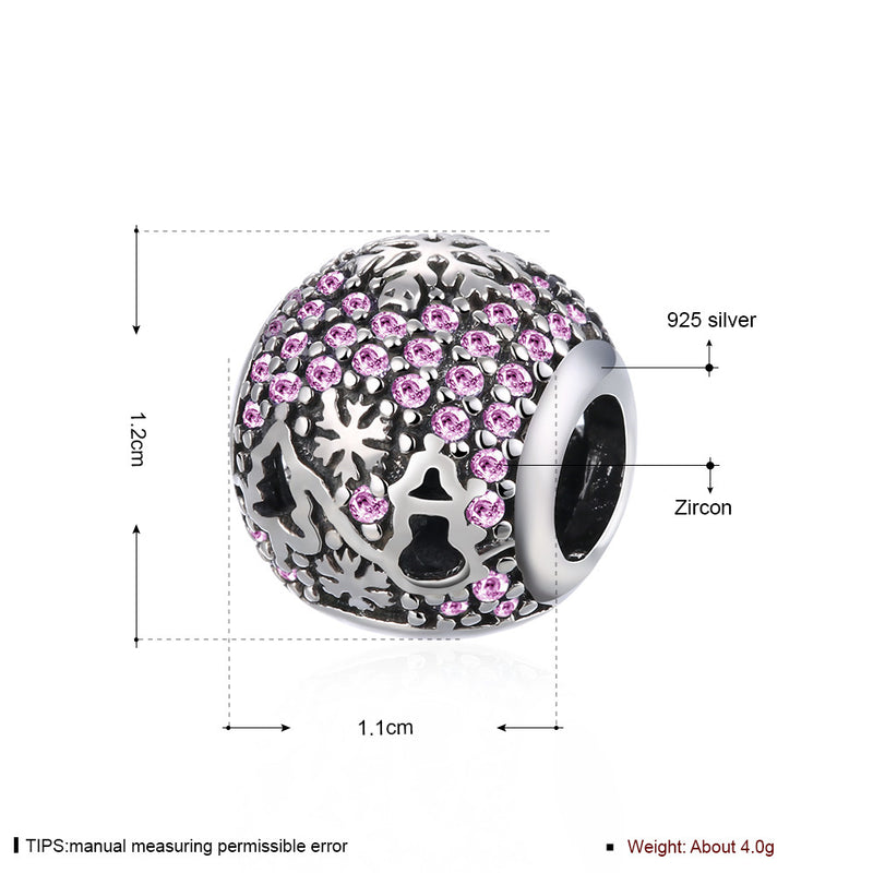 Sterling Silver CZ Coral Christmas Charm - Golden NYC Jewelry