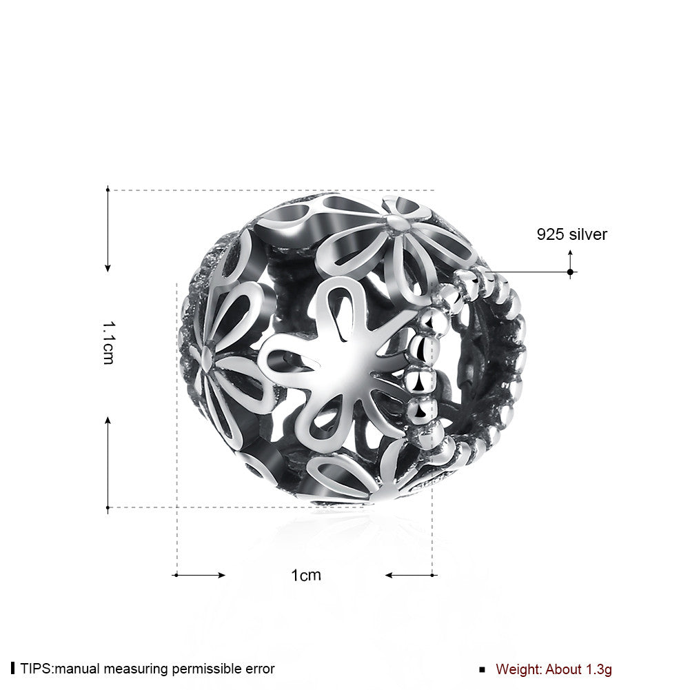 Sterling Silver Laser Cut Filigree Floral Charm - Golden NYC Jewelry