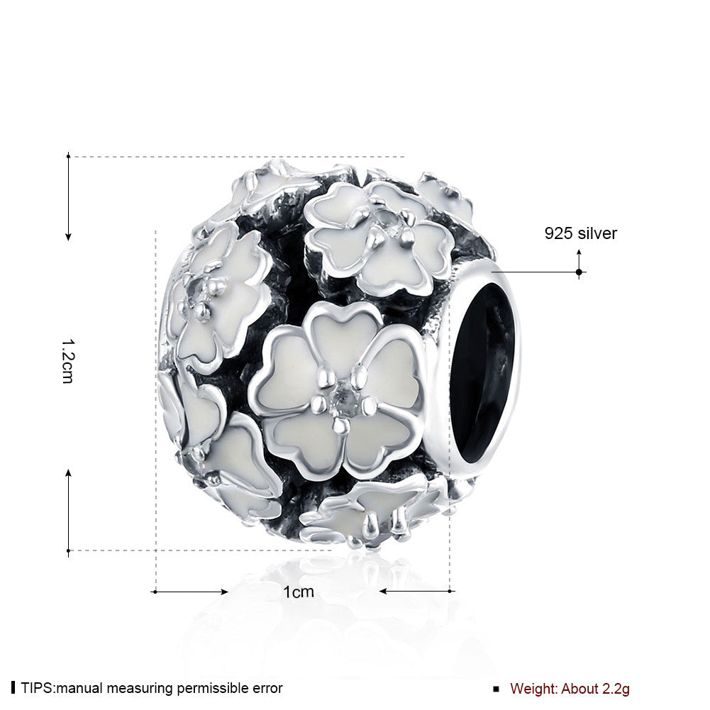 Sterling Silver Ivory Insert 5 Clover Shaped Charm - Golden NYC Jewelry