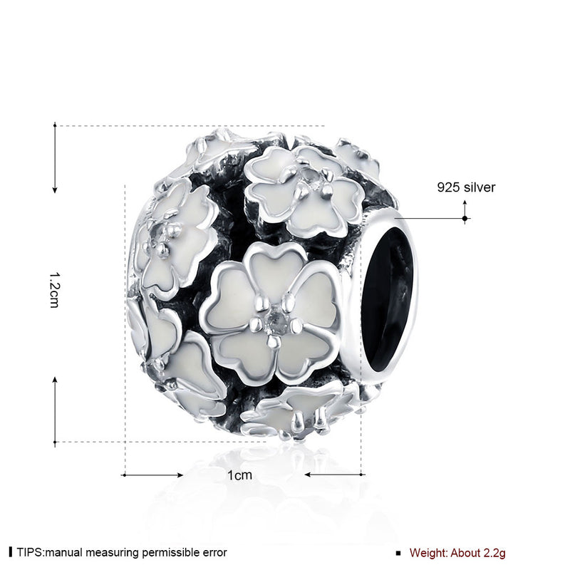 Sterling Silver Ivory Insert 5 Clover Shaped Charm - Golden NYC Jewelry