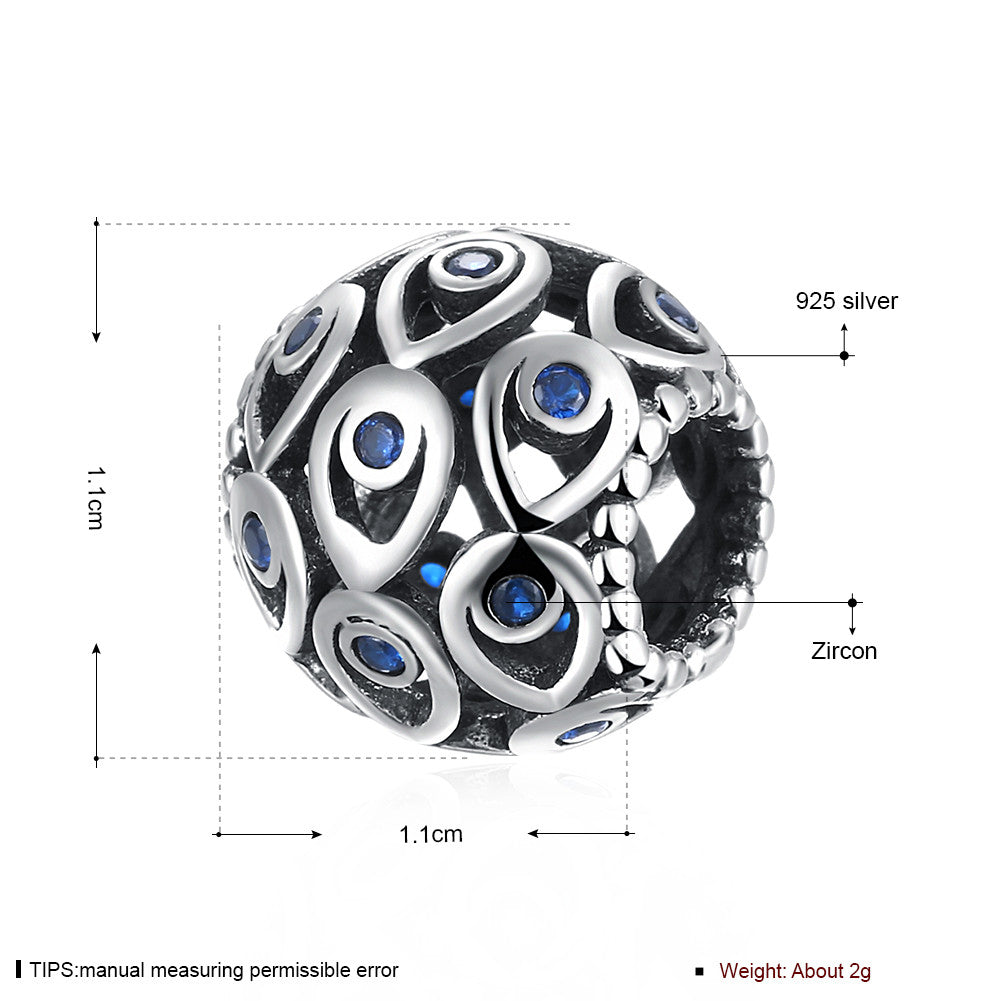 Sterling Silver Petite Sapphire Curved Charm - Golden NYC Jewelry