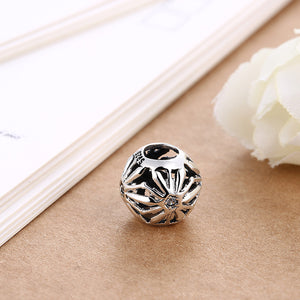 Sterling Silver Laser Cut Floral Design Charm - Golden NYC Jewelry