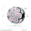 Sterling Silver Large Pink Daisy with CZ Stone Charm - Golden NYC Jewelry