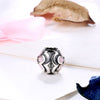 Sterling Silver Large Pink Daisy with CZ Stone Charm - Golden NYC Jewelry