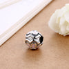 Sterling Silver Large Pink Daisy with CZ Stone Charm - Golden NYC Jewelry