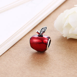 Sterling Silver Healthy Red Apple Fruit Charm - Golden NYC Jewelry