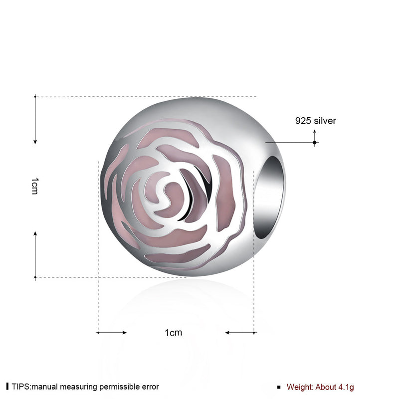 Sterling Silver Pink Daisy Floral Lining Ingrain Charm - Golden NYC Jewelry