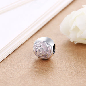 Sterling Silver Pink Daisy Floral Lining Ingrain Charm - Golden NYC Jewelry