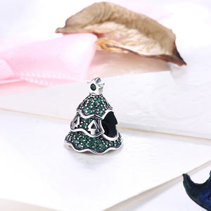 Sterling Silver Green Tree Pave CZ Christmas Tree Charm - Golden NYC Jewelry