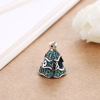 Sterling Silver Green Tree Pave CZ Christmas Tree Charm - Golden NYC Jewelry