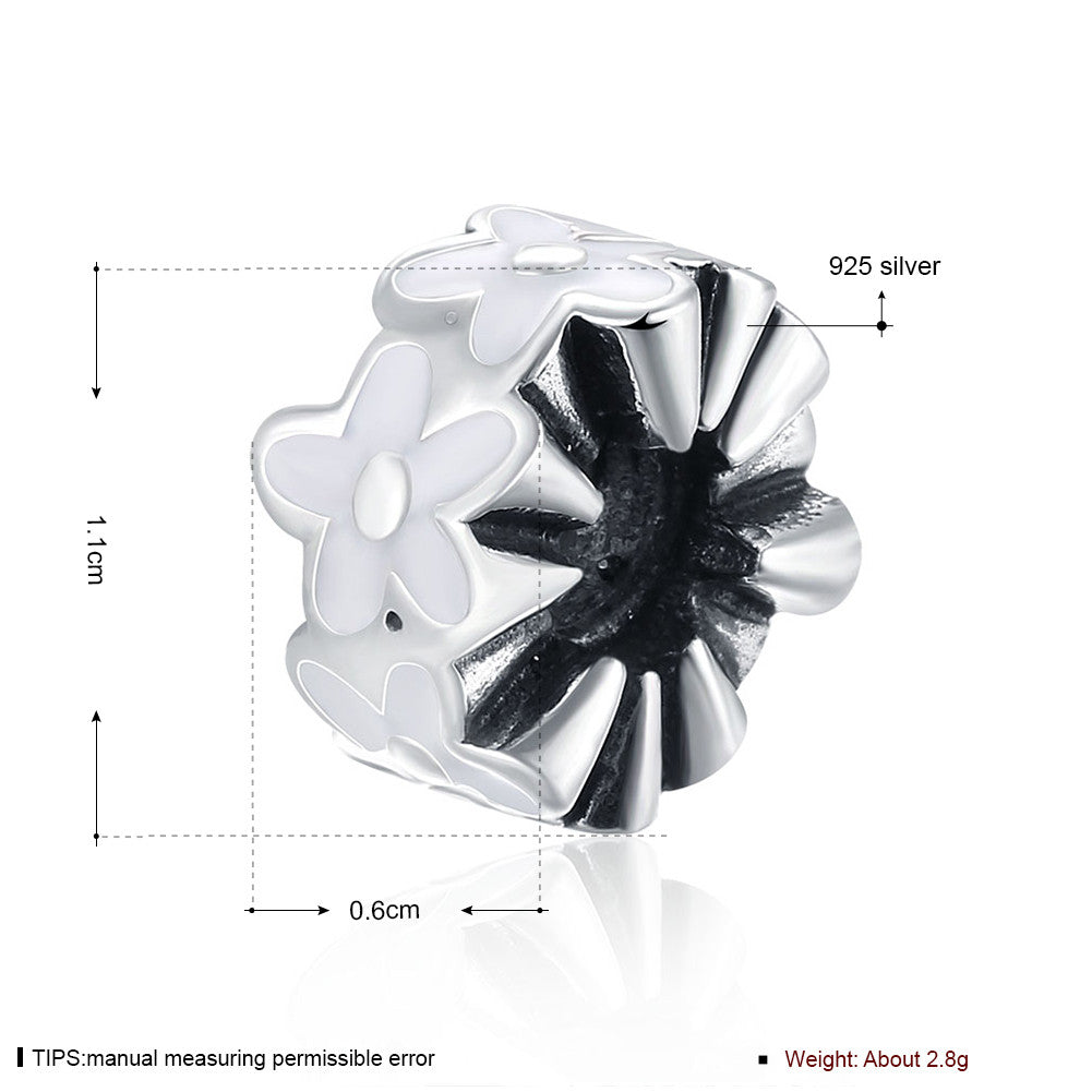 Sterling Silver Eternity White Daisy Floral Charm - Golden NYC Jewelry