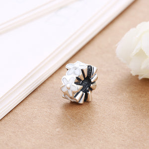 Sterling Silver Eternity White Daisy Floral Charm - Golden NYC Jewelry