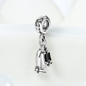 Sterling Silver Ballerina 2 PC Charm with Shoes and Attire - Golden NYC Jewelry