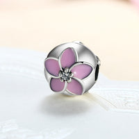Sterling Silver Pink Daisy Charm - Golden NYC Jewelry