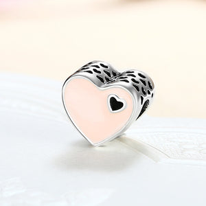 Sterling Silver Duo Coral Heart Charm - Golden NYC Jewelry