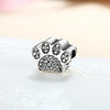 Sterling Silver CZ Pave Paw Doggie Animal Charm - Golden NYC Jewelry
