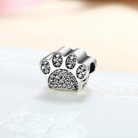 Sterling Silver CZ Pave Paw Doggie Animal Charm - Golden NYC Jewelry