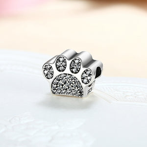 Sterling Silver CZ  Pave Paw Doggie Animal Charm - Golden NYC Jewelry