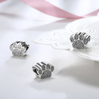 Sterling Silver CZ Pave Paw Doggie Animal Charm - Golden NYC Jewelry