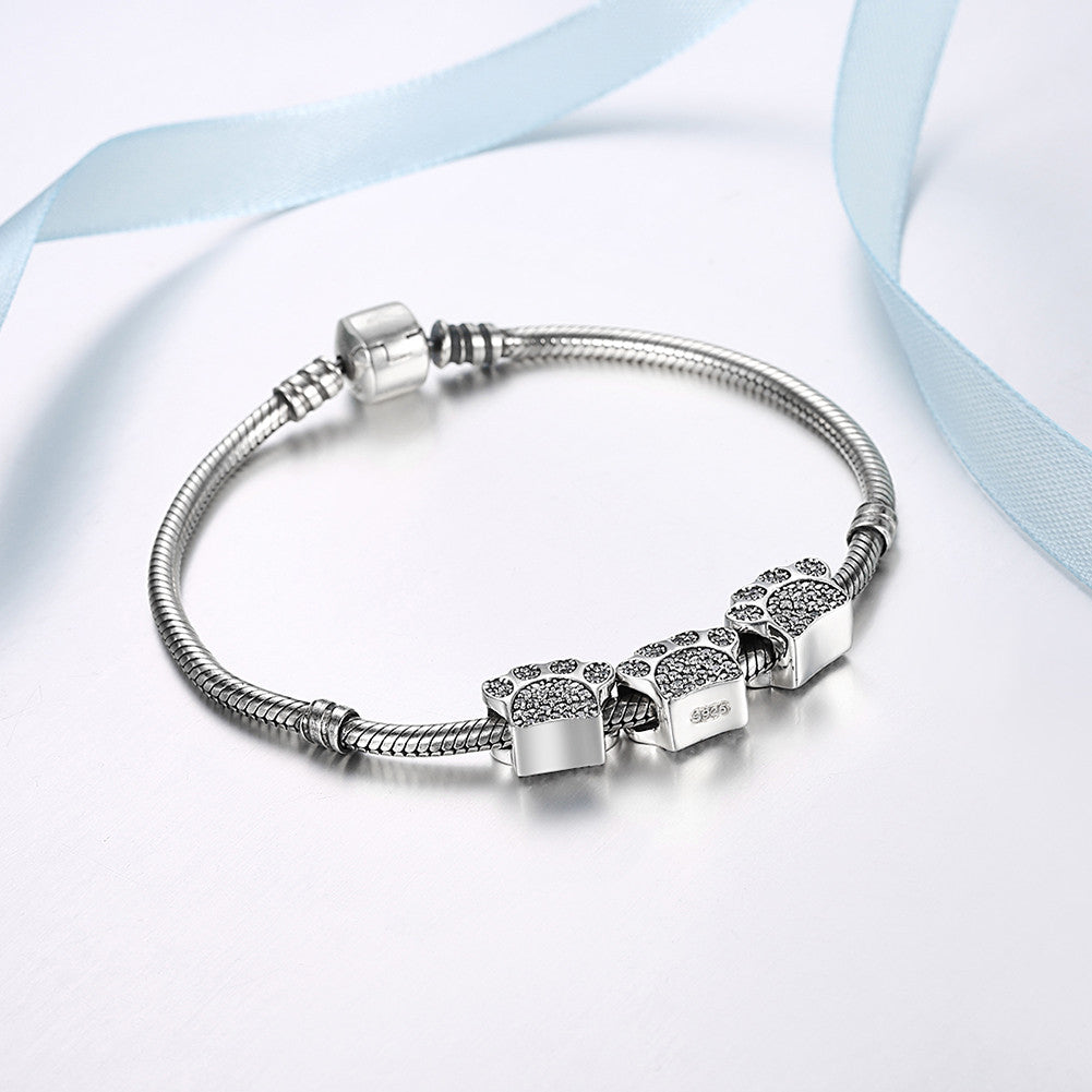 Sterling Silver CZ Pave Paw Doggie Animal Charm - Golden NYC Jewelry