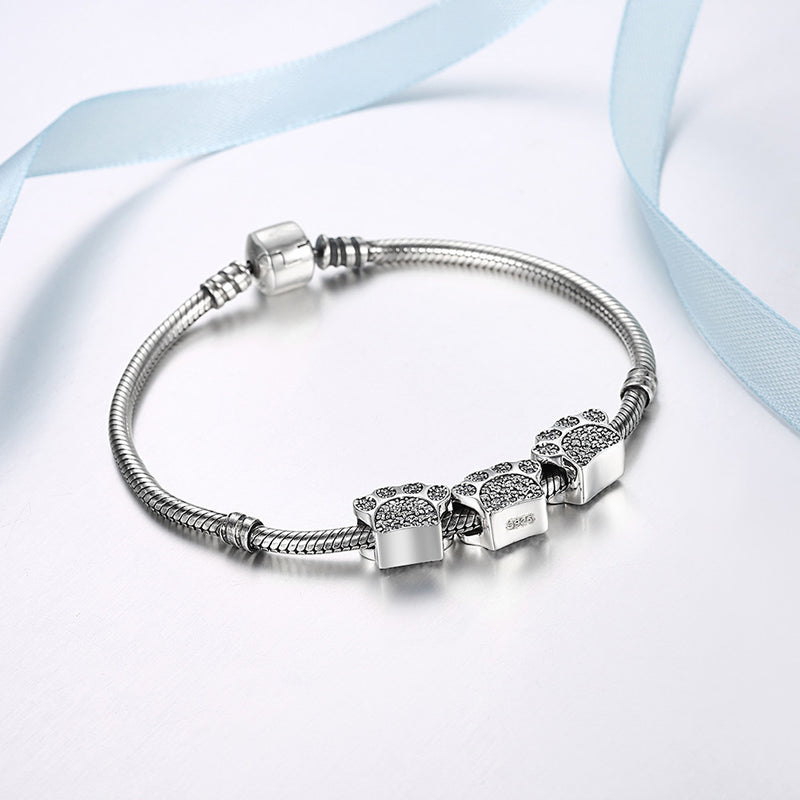 Sterling Silver CZ Pave Paw Doggie Animal Charm - Golden NYC Jewelry