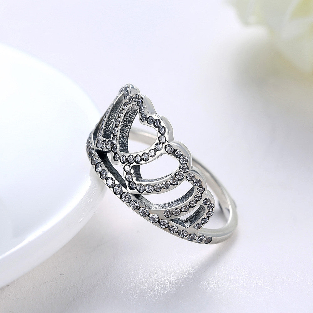 Sterling Silver Pandora Inspired Princess Crown Ring - Golden NYC Jewelry