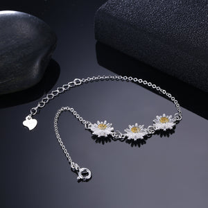 Sterling Silver 3 Flowers Bracelet