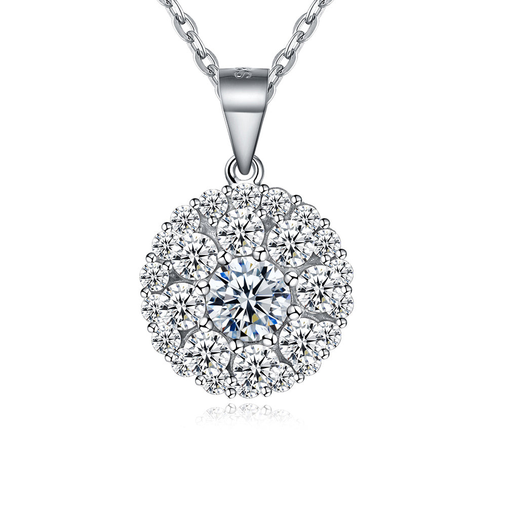 Sterling Silver Swarovski Disk Pave Necklace