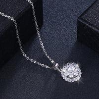 Sterling Silver Swarovski Disk Pave Necklace