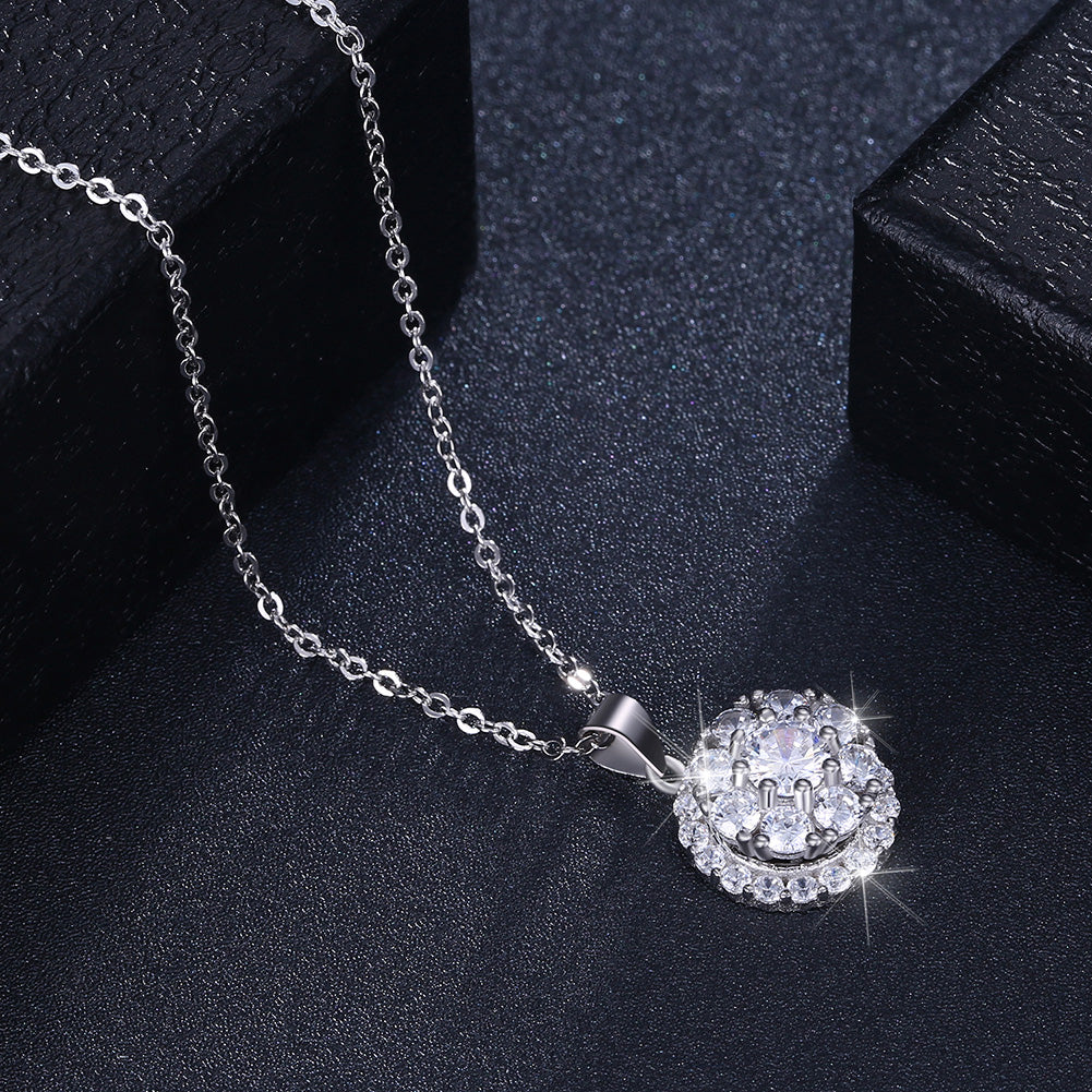 Sterling Silver Swarovski Disk Pave Necklace