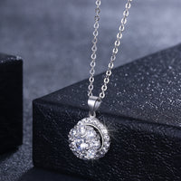 Sterling Silver Swarovski Disk Pave Necklace