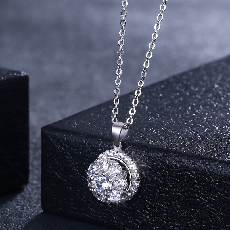 Sterling Silver Swarovski Disk Pave Necklace