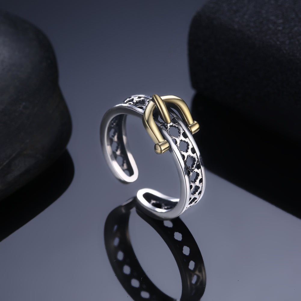 Sterling Silver Filigree Belt Buckle Ring