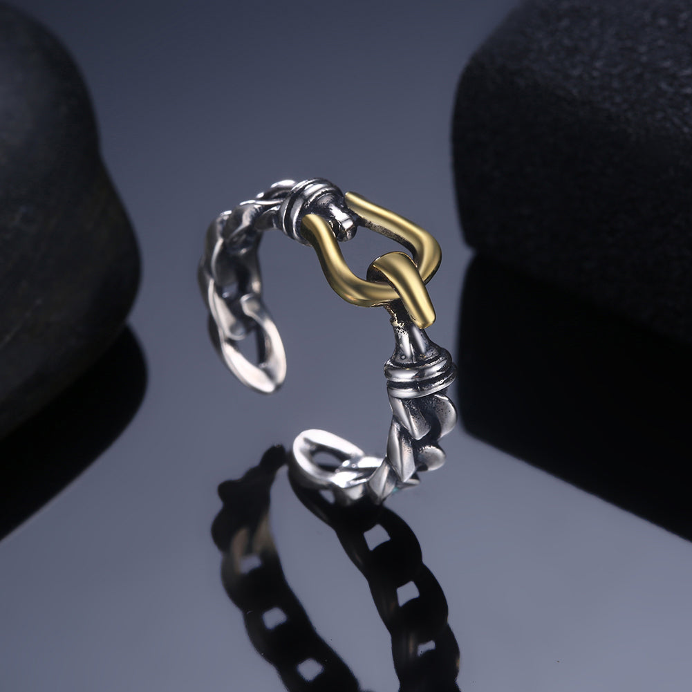 Sterling Silver Twisted Belt Buckle Ring