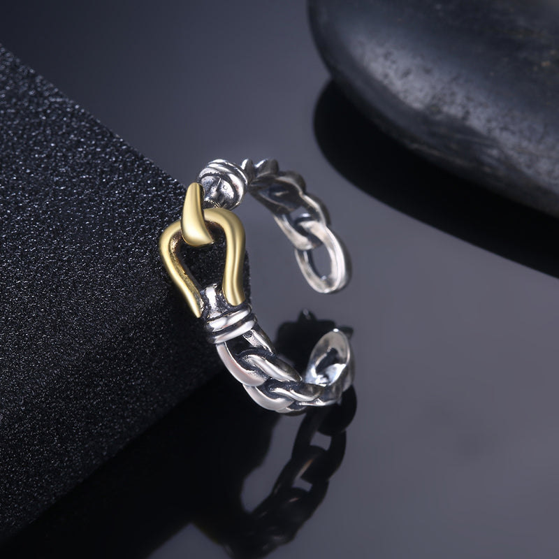 Sterling Silver Twisted Belt Buckle Ring