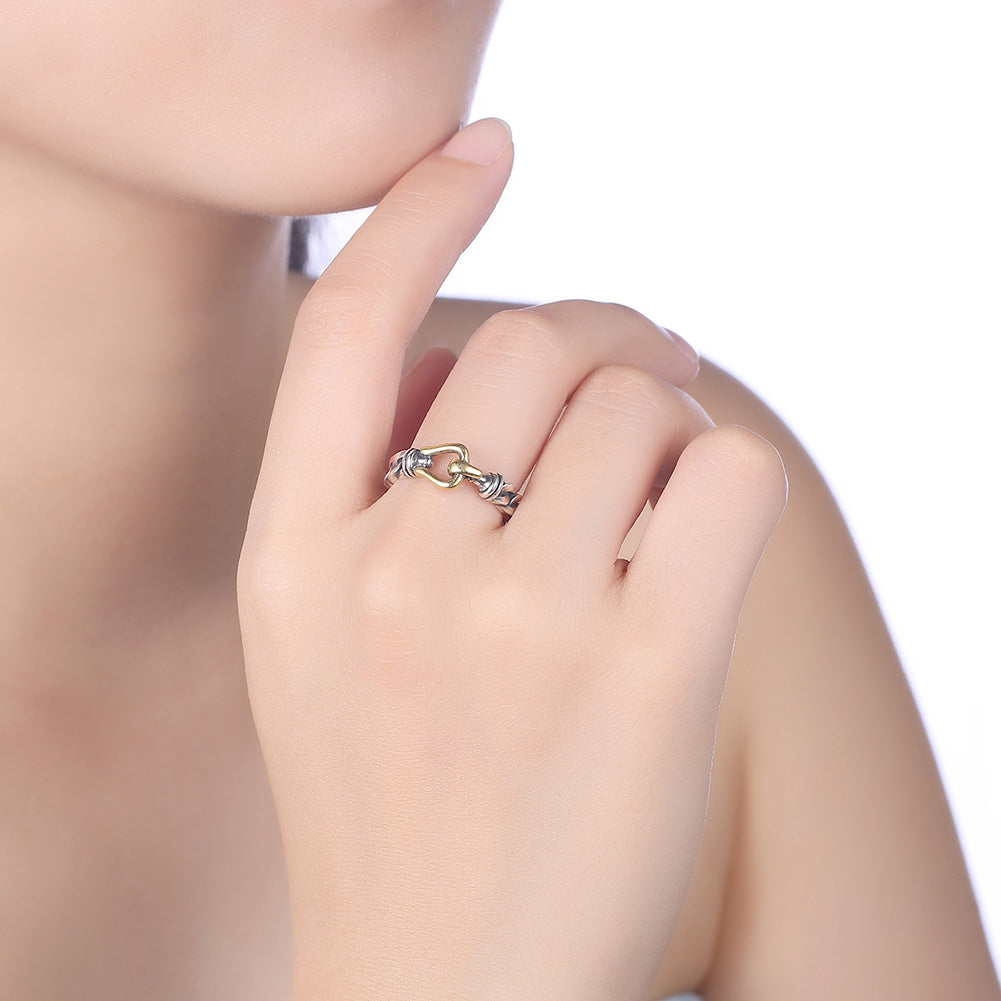 Sterling Silver Twisted Belt Buckle Ring